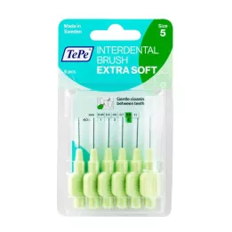 TEPE Interdentale borstel x-soft 0,8mm ISO 5 groen, 6 stuks