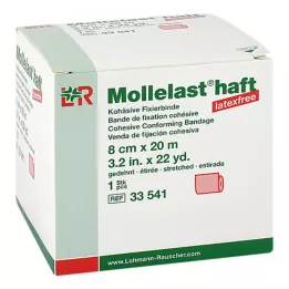 MOLLELAST pleisters latexvrij 8 cm x 20 m rood, 1 stuk