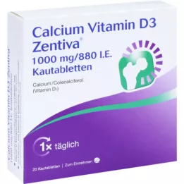 Calcium vitamine D3 Zentiva 1000 mg / 880 d.w.z. kauwtabletten, 20 st