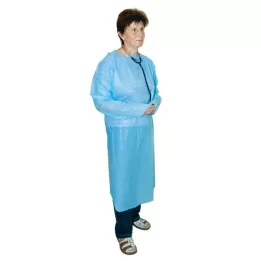 SCHÜRZE Wegwerp PE blauw 120 cm niet-steriel met mouw, 1 st