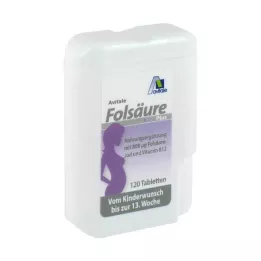 FOLSÄURE 800 Plus B12+jodiumtabletten, 120 stuks
