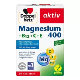 DOPPELHERZ Magnesium 400+B12+C+E tabletten, 30 stuks