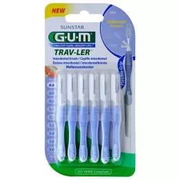 GUM TRAV-LER 0,6 mm kaarslichtblauwe interdentale borstel, 6 stuks
