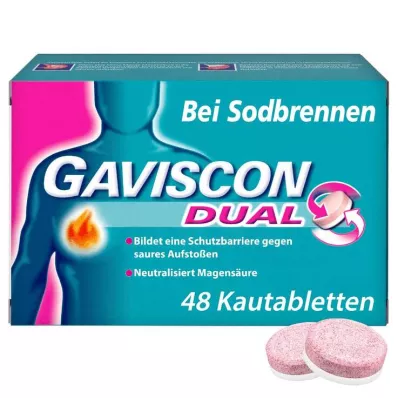 GAVISCON Dual 250mg/106.5mg/187.5mg kauwtabletten, 48 stuks
