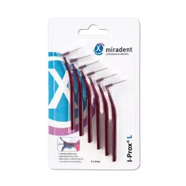 MIRADENT Interdentale borstel I-Prox L 0,8 mm bordeauxrood, 6 stuks