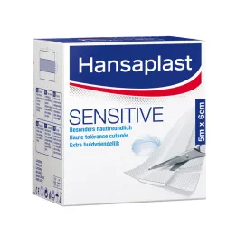 HANSAPLAST Gevoelige pleister 6 cmx5 m rol, 1 stuk