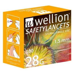 WELLION Veiligheidslancetten 28 G veiligheidswegwerplancetten, 100 stuks