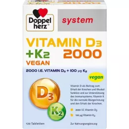 DOPPELHERZ Vitamine D3 2000+K2 -systeemtabletten, 120 st