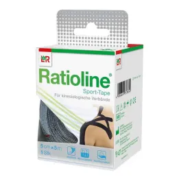 Ratioline sporttape 5 cmx5 m zwart, 1 stuk