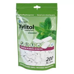 MIRADENT Xylitol Kauwgom Spearmint Ref., 200 stuks