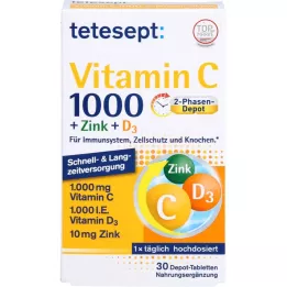 TETESEPT Vitamine C 1.000+Zink+D3 1.000 I.E. tabletten, 30 stuks