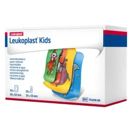 Leukoplast kinderstrips 38x63mm / 19x56mm 50 stuks per verpakking, 100 stuks per verpakking