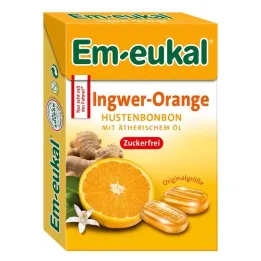 EM Eukal snoepjes gember-sinaasappel suikervrij doosje, 50 g