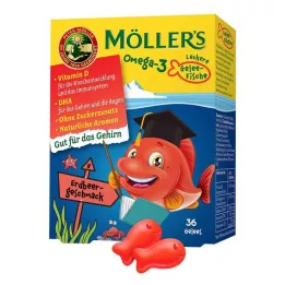 MÖLLERS Omega-3 Jelly Fish Aardbei Kauwtabletten, 36 stuks