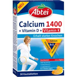 ABTEI Calcium 1400+vitamine D3+K kauwtabletten, 30 st