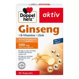 DOPPELHERZ Ginseng 250+B-vitamine+zinkcapsules, 30 st