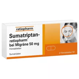 SUMATRIPTAN-ratiopharm voor migraine 50 mg filmomhulde tabletten, 2 stuks