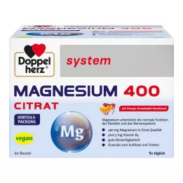DOPPELHERZ Magnesium 400 Citraat systeem Granulaat, 60 stuks