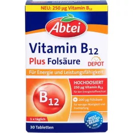 Abtei Vitamine B12 Plus Foliumzuur Depot Tabletten, 30 st