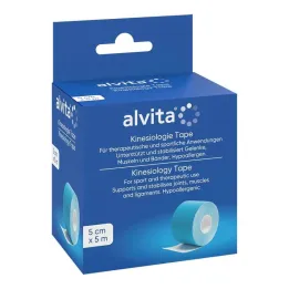 Alvita Kinesiologietape 5 cmx5 m blauw, 1 stuk