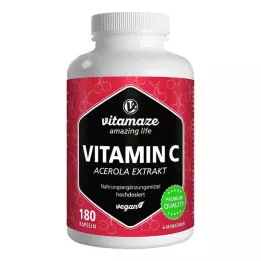 VITAMIN C 160 mg Acerola-extract puur veganistische capsules, 180 stuks