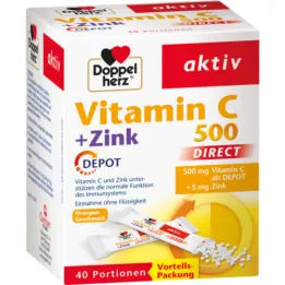 DOPPELHERZ Vitamine C 500+Zink Depot DIRECT Pellets, 40 st