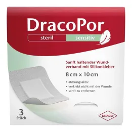 Dracopor Sensitive 8x10 cm steriel met siliconenlijm, 3 st