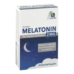 Melatonine 2 mg plus hop- en citroenmelissecapsules, 60 stuks
