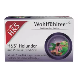 H&S Vlierbes met vitamine C en zink Filterzakjes, 20X2.5 g