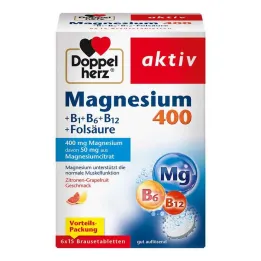 Doppelherz Magnesium 400+B1+B6+B12+Folzuur bruistabletten, 6x15 stuks