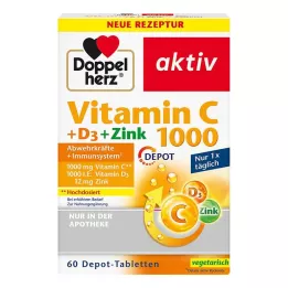 DOPPELHERZ Vitamine C 1000+D3+Zinkdepottabletten, 60 st