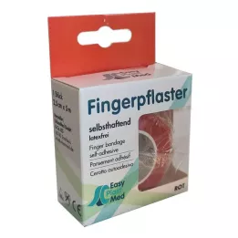UM EASYPLAST Vingerpleister zelfklevend 2,5 cm x 5 m rood, 1 stuk