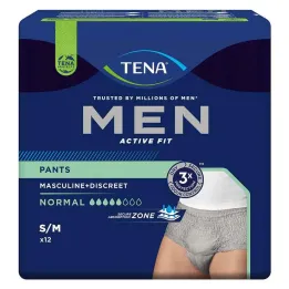 TENA® MEN ACTIVE FIT Broekje Normaal grijs S/M voor incontinentie, 12 stuks