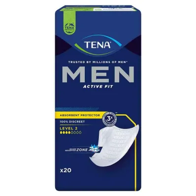 TENA® MEN ACTIVE FIT Niveau 2 verbanden voor incontinentie, 20 stuks TENA® MEN ACTIVE FIT Niveau 2 verbanden voor incontinentie, 20 stuks