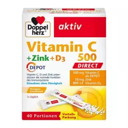 DOPPELHERZ Vitamine C 500+Zink+D3 Depot DIRECT Pel., 40 stuks