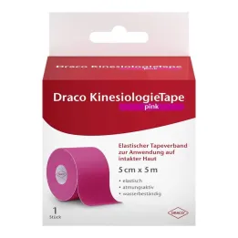 Draco kinesiologietape 5 cmx5 m roze, 1 st