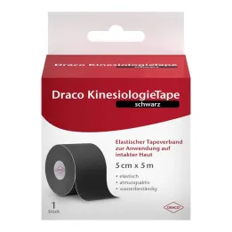Draco kinesiologietape 5 cmx5 m zwart, 1 stuk
