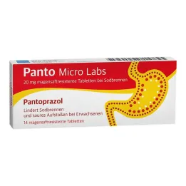 Panto Micro Labs 20 mg maagsapresistente tabletten tegen brandend maagzuur, 14 stuks
