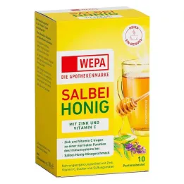 Wepa salie + honing + vitamine C + zinkpoeder, 10X10 g