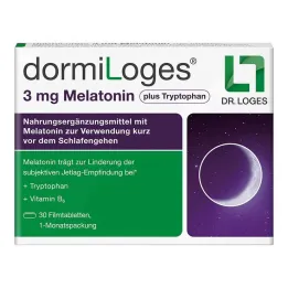 Dormiloges 3 mg melatonine plus tryptofaan filmomhulde tabletten, 30 stuks