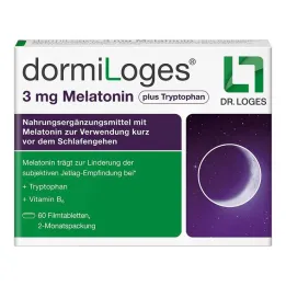 Dormiloges 3 mg melatonine plus tryptofaan filmomhulde tabletten, 60 stuks
