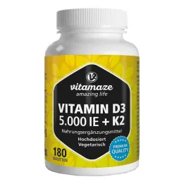 Vitamine D3 K2 5000 IE / 100 µg hooggedoseerde tabletten, 180 stuks