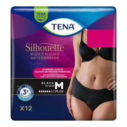 Tena Silhouette Plus M zwarte incontinentiebroekjes, 12 stuks