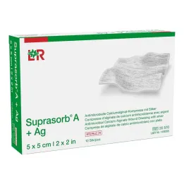 Suprasorb A + Ag Antimik.Cal.Alginaat kompres 5x5 cm, 10 stuks