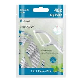 Miradent tandenstoker tandzijde 2in1 mint, 40 st