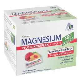 Magnesium 400 + B-complex directe perzik-passievruchtgranulaatsticks, 100x2,5 g