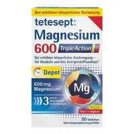 Tetesept Magnesium 600 Triple Action filmomhulde tabletten, 30 stuks
