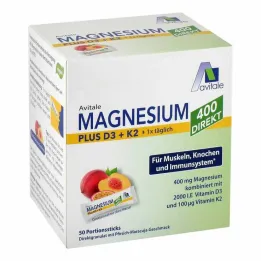 Magnesium 400 + D3 + K2 directe perzik-passievrucht, 50X2,5 g
