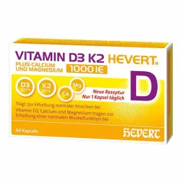 Vitamine D3 K2 Hevert + Calcium en Magnesium 1000 IE capsules, 60 st