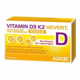 Vitamine D3 K2 Hevert + Calcium en Magnesium 1000 IE capsules, 120 stuks